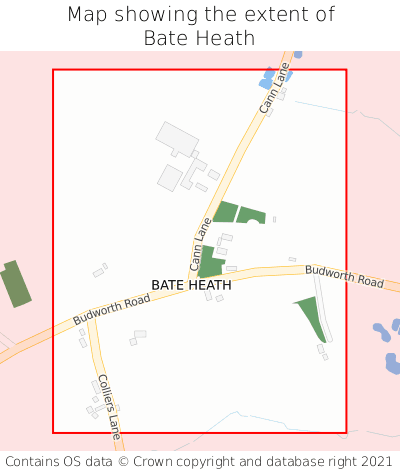 Map showing extent of Bate Heath as bounding box