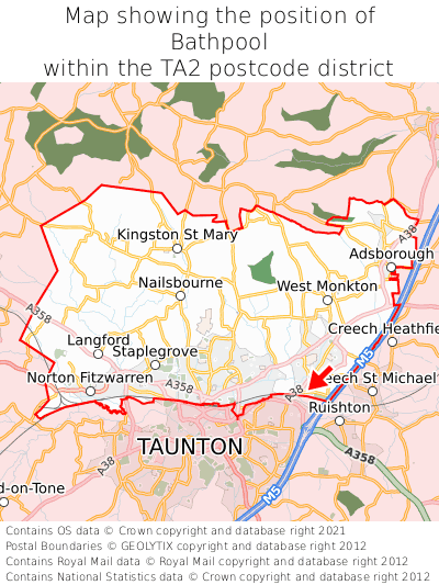 Map showing location of Bathpool within TA2