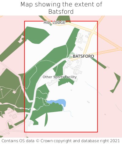 Map showing extent of Batsford as bounding box