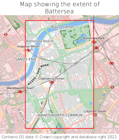 Map showing extent of Battersea as bounding box