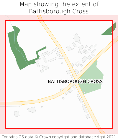 Map showing extent of Battisborough Cross as bounding box