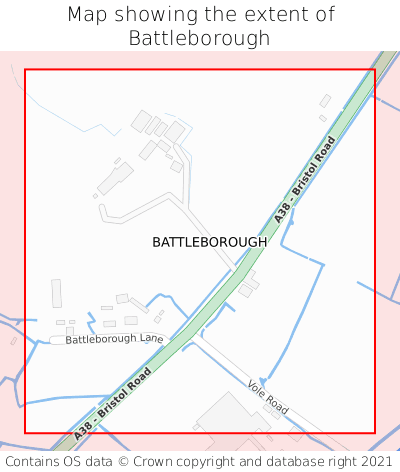 Map showing extent of Battleborough as bounding box