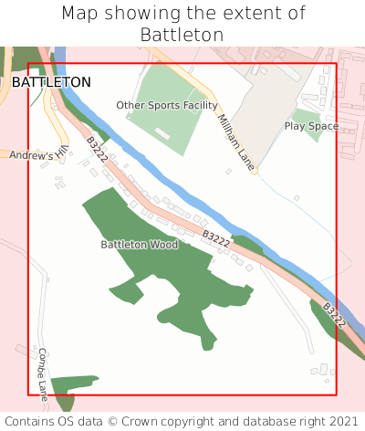 Map showing extent of Battleton as bounding box