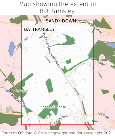 Map showing extent of Battramsley as bounding box