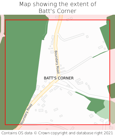Map showing extent of Batt's Corner as bounding box