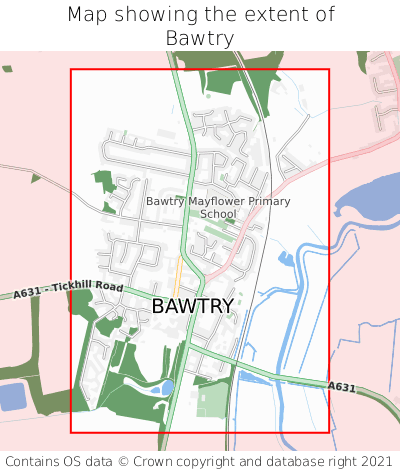 Map showing extent of Bawtry as bounding box