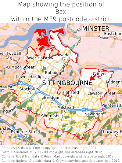 Map showing location of Bax within ME9
