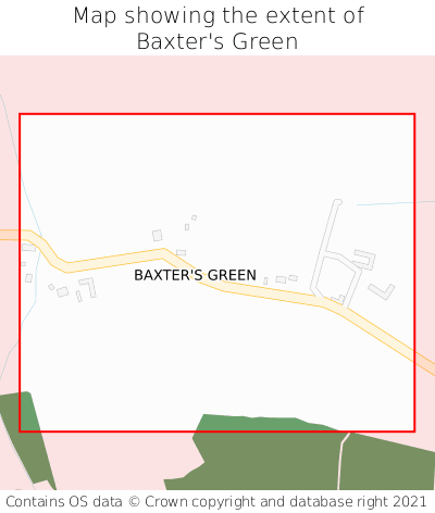 Map showing extent of Baxter's Green as bounding box