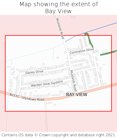 Map showing extent of Bay View as bounding box