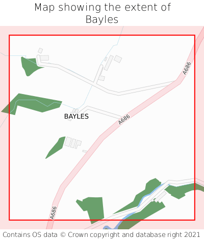 Map showing extent of Bayles as bounding box