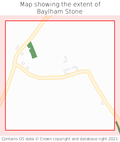Map showing extent of Baylham Stone as bounding box