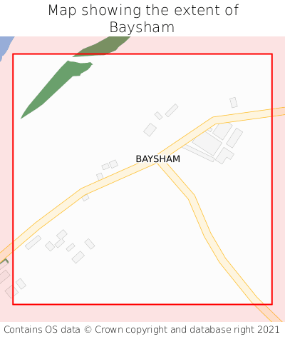 Map showing extent of Baysham as bounding box