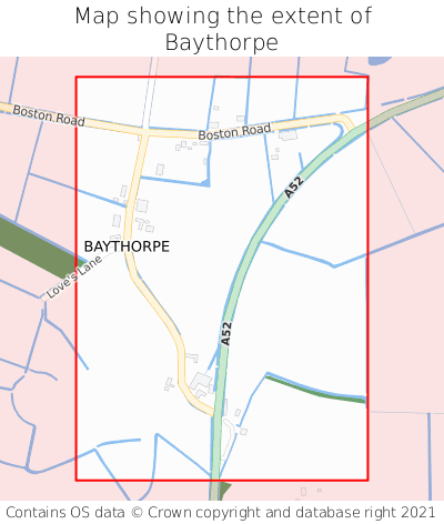 Map showing extent of Baythorpe as bounding box