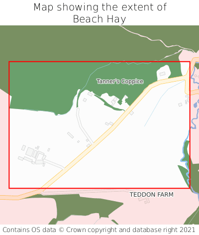 Map showing extent of Beach Hay as bounding box