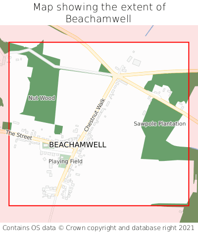 Map showing extent of Beachamwell as bounding box