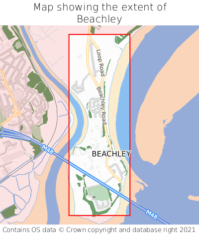 Map showing extent of Beachley as bounding box