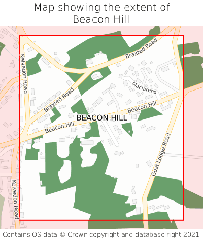 Map showing extent of Beacon Hill as bounding box