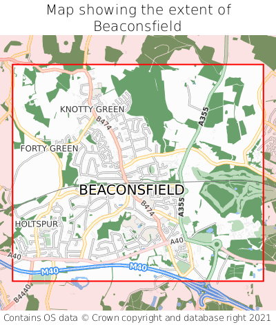 Map showing extent of Beaconsfield as bounding box