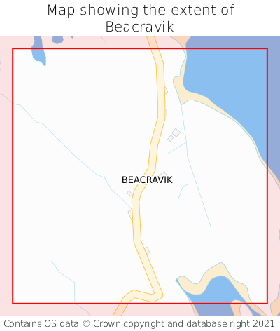 Map showing extent of Beacravik as bounding box