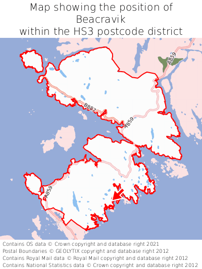 Map showing location of Beacravik within HS3