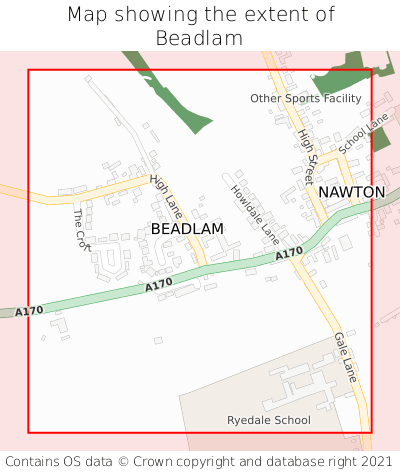 Map showing extent of Beadlam as bounding box