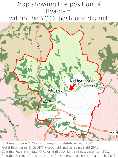 Map showing location of Beadlam within YO62