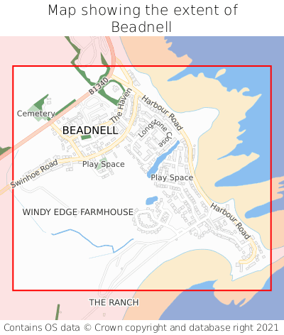 Map showing extent of Beadnell as bounding box