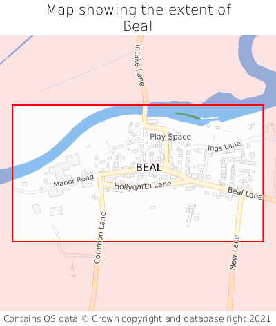 Map showing extent of Beal as bounding box