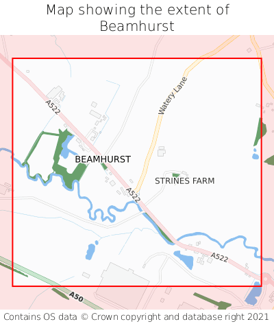 Map showing extent of Beamhurst as bounding box