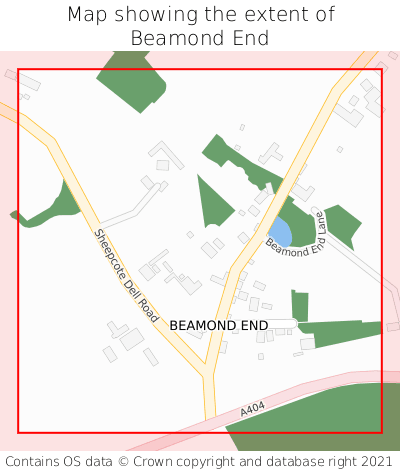 Map showing extent of Beamond End as bounding box