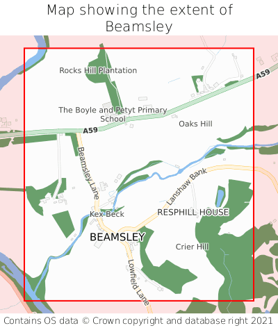 Map showing extent of Beamsley as bounding box