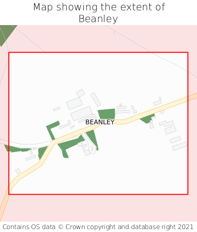 Map showing extent of Beanley as bounding box