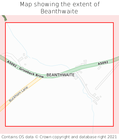 Map showing extent of Beanthwaite as bounding box