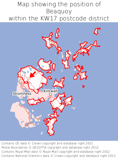 Map showing location of Beaquoy within KW17