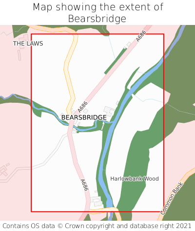 Map showing extent of Bearsbridge as bounding box