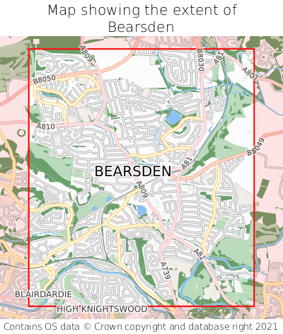 Map showing extent of Bearsden as bounding box