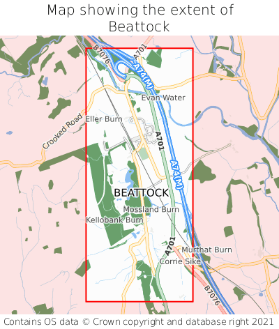 Map showing extent of Beattock as bounding box