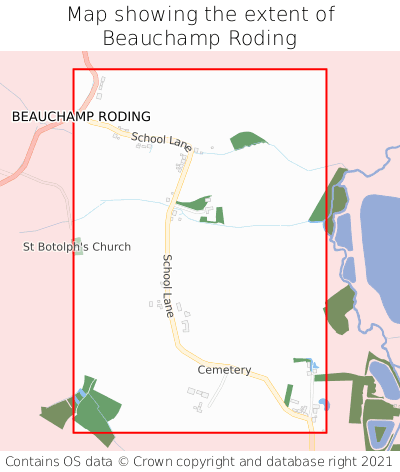 Map showing extent of Beauchamp Roding as bounding box
