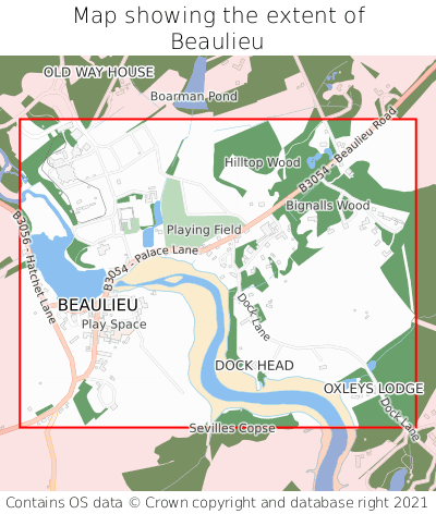 Map showing extent of Beaulieu as bounding box