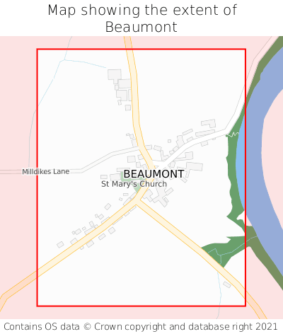 Map showing extent of Beaumont as bounding box