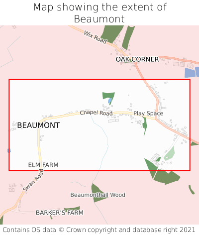 Map showing extent of Beaumont as bounding box