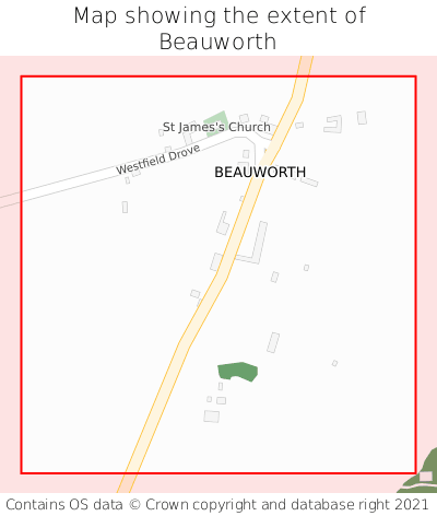 Map showing extent of Beauworth as bounding box