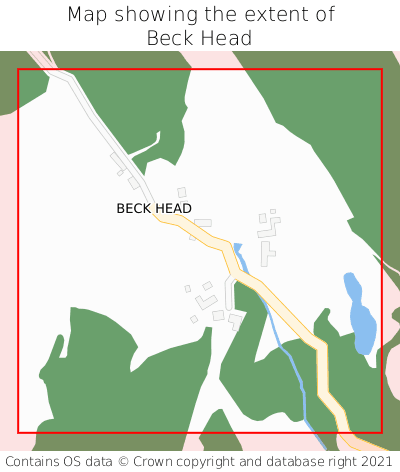 Map showing extent of Beck Head as bounding box