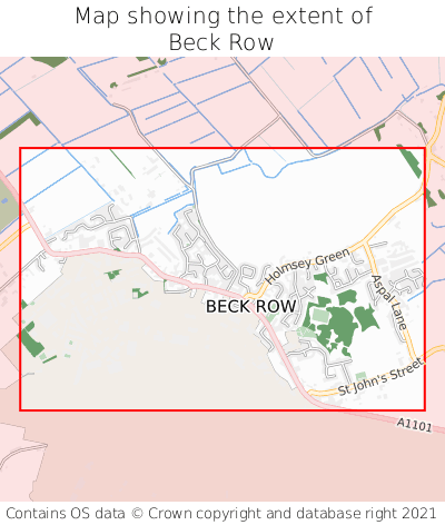 Map showing extent of Beck Row as bounding box