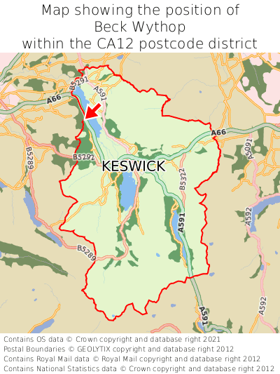 Map showing location of Beck Wythop within CA12