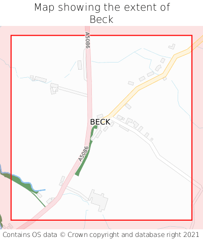 Map showing extent of Beck as bounding box