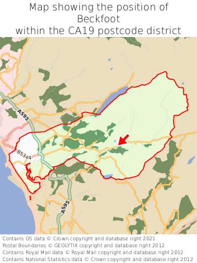 Map showing location of Beckfoot within CA19