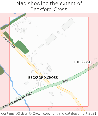 Map showing extent of Beckford Cross as bounding box