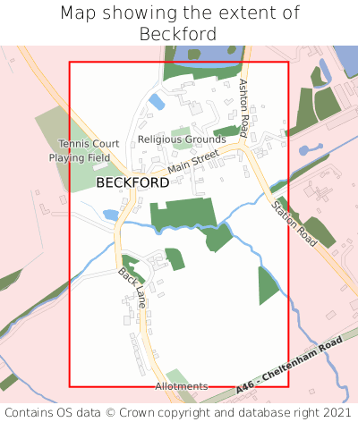 Map showing extent of Beckford as bounding box