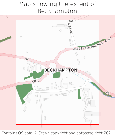 Map showing extent of Beckhampton as bounding box